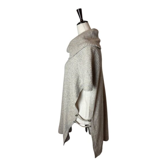 Pendleton Sweater Women 1X Beige Wool Yak Linen Knit Cowl Neck Poncho Cape - Picture 5 of 11